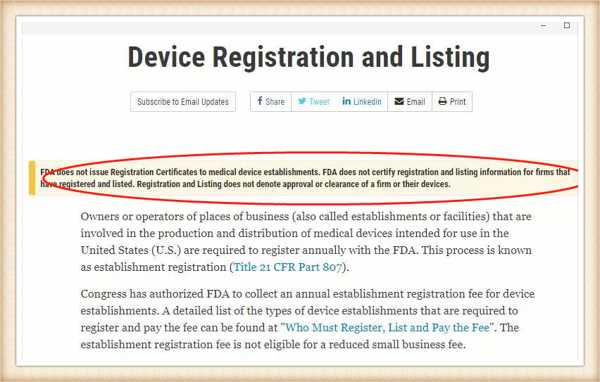 USA-Device registration and listing